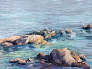 26225 les rochers dans l'eau - aurore puifferrat pastelliste